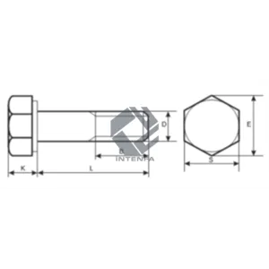 10.9 Grade DIN 6914 - ISO 7411 - UNI 5712 Heavy Hexagon Head Structural Bolts Plain Black