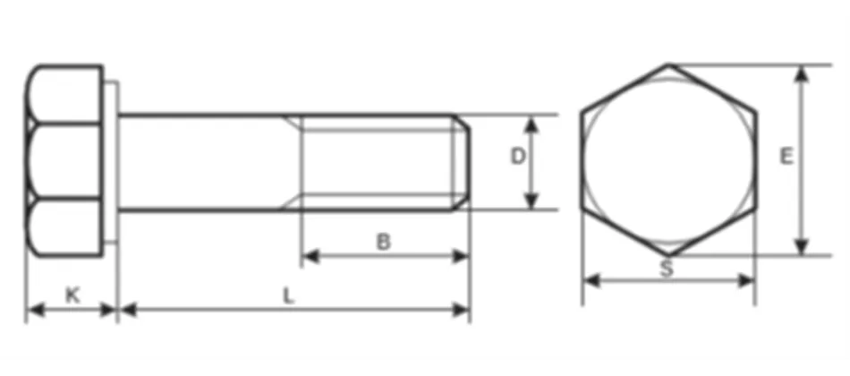 5.6 Grade DIN 931 - ISO 4014 - UNI 5737 Hexagon Head Bolts Half Threaded Plain Black